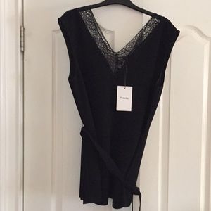 Brand new theory top black crepe georgette